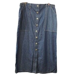 Premier Denim Button Front Midi Skirt 20W Farmhouse Cottagecore Modest 100% Cott
